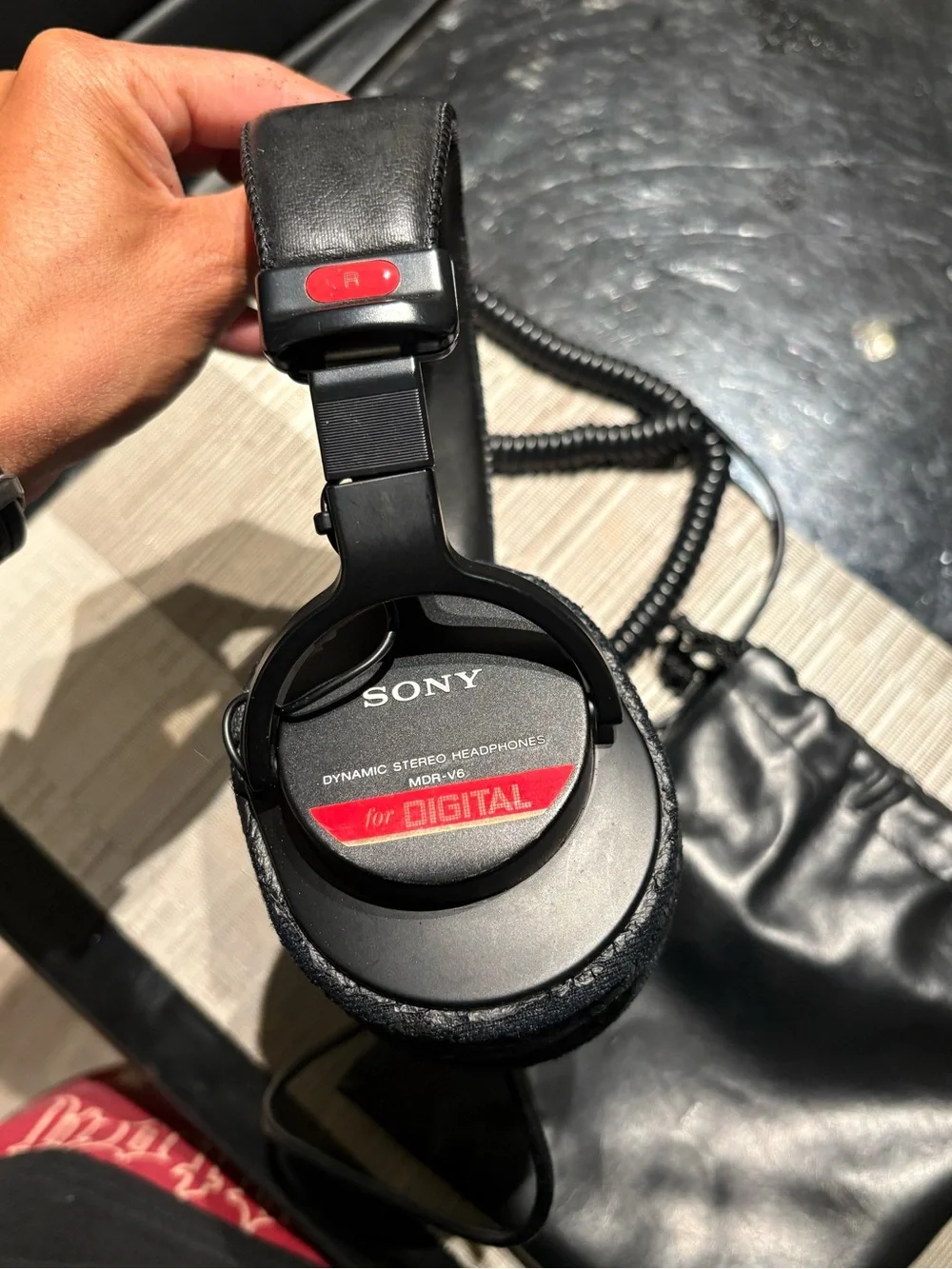 Sony MDR-V6 Over-Ear Headphones — Black with Red Accent